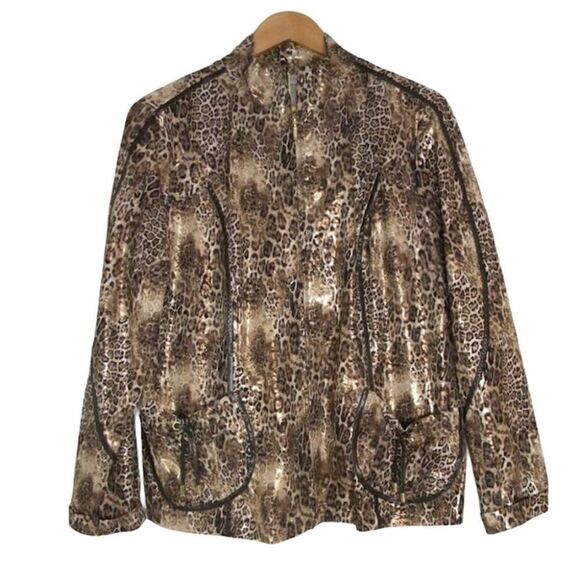 Chico’s Zenergy Animal Print Jacket Sz 2 - Picture 2 of 8